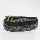 Christian Dior Trotter Canvas Saddle Pouch Navy Gold Auth 157216-6