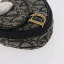 Christian Dior Trotter Canvas Saddle Pouch Navy Gold Auth 157216-7