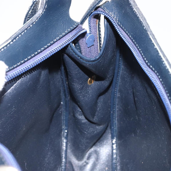 Christian Dior Trotter Canvas Shoulder Bag Navy Gold Auth 157217