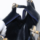 Christian Dior Trotter Canvas Shoulder Bag Navy Gold Auth 157217-20
