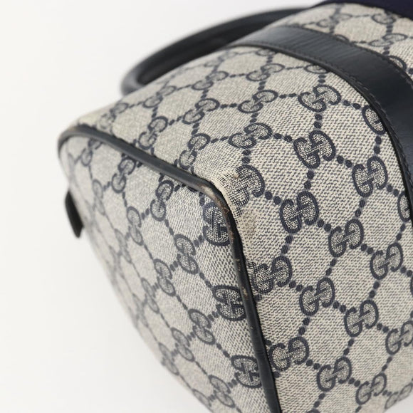 GUCCI GG Canvas Sherry Line Boston Bag Navy Gold Red 012 3841 58 Auth 157218