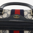GUCCI GG Canvas Sherry Line Boston Bag Navy Gold Red 012 3841 58 Auth 157218-15