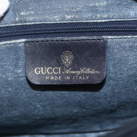 GUCCI GG Canvas Sherry Line Boston Bag Navy Gold Red 012 3841 58 Auth 157218