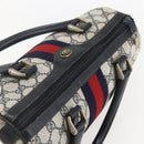 GUCCI GG Canvas Sherry Line Boston Bag Navy Gold Red 012 3841 58 Auth 157218-6