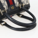 GUCCI GG Canvas Sherry Line Boston Bag Navy Gold Red 012 3841 58 Auth 157218-7