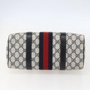 GUCCI GG Canvas Sherry Line Boston Bag Navy Gold Red 012 3841 58 Auth 157218-9