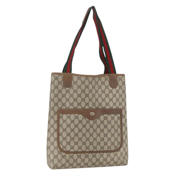 GUCCI GG Supreme Web Sherry Line Tote Bag PVC Beige Red 39 02 003 Auth 157220