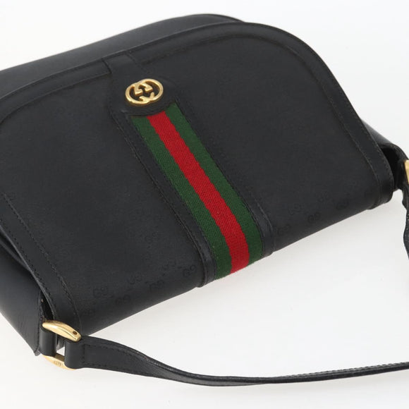 GUCCI Micro GG Supreme Web Sherry Line Bag PVC Black 001 115 0914 Auth 157221