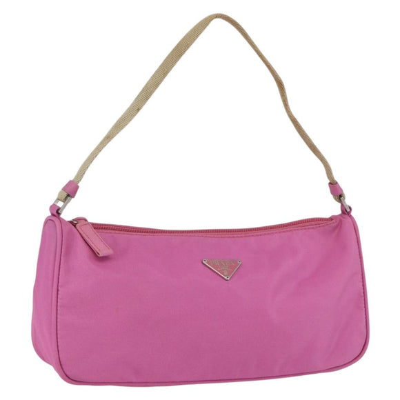 PRADA Accessory Pouch Nylon Pink Silver Auth 157222