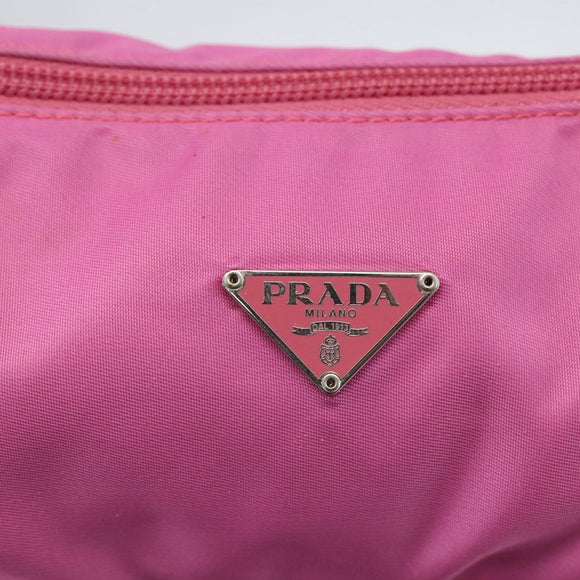 PRADA Accessory Pouch Nylon Pink Silver Auth 157222