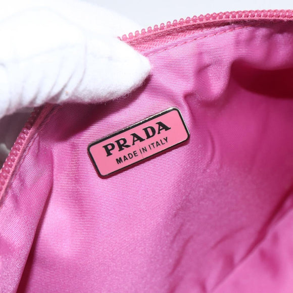 PRADA Accessory Pouch Nylon Pink Silver Auth 157222