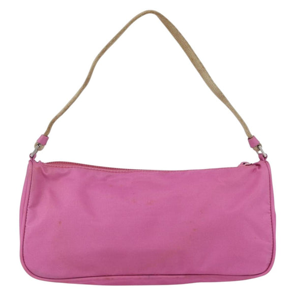PRADA Accessory Pouch Nylon Pink Silver Auth 157222