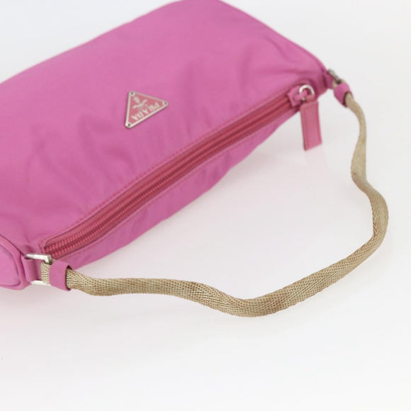PRADA Accessory Pouch Nylon Pink Silver Auth 157222