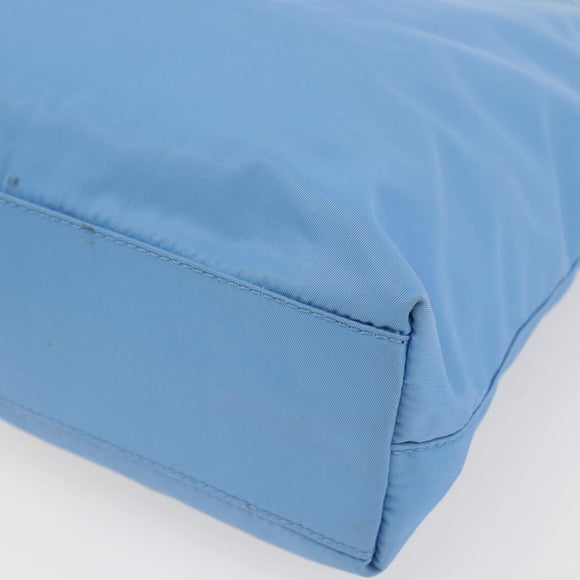 PRADA Tote Bag Nylon Light Blue Silver Auth 157223