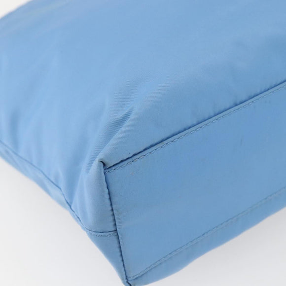 PRADA Tote Bag Nylon Light Blue Silver Auth 157223