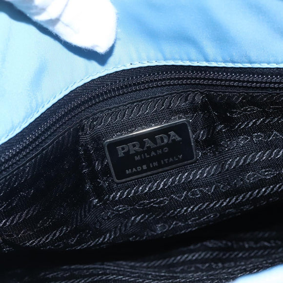 PRADA Tote Bag Nylon Light Blue Silver Auth 157223