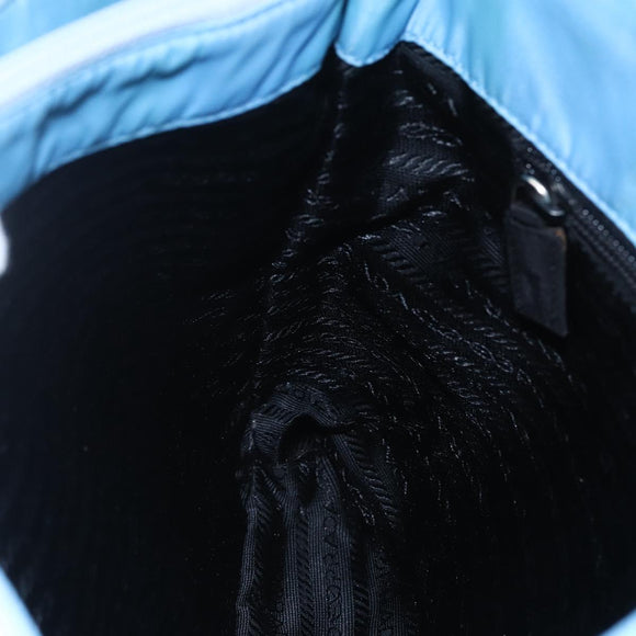 PRADA Tote Bag Nylon Light Blue Silver Auth 157223