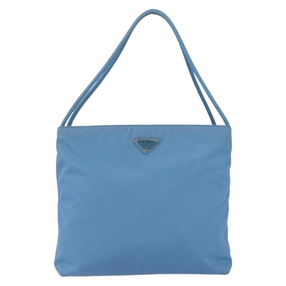 PRADA Tote Bag Nylon Light Blue Silver Auth 157223