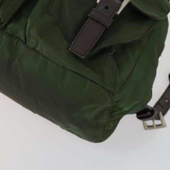 PRADA Backpack Nylon Green Silver Auth 157224