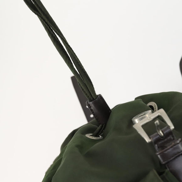 PRADA Backpack Nylon Green Silver Auth 157224
