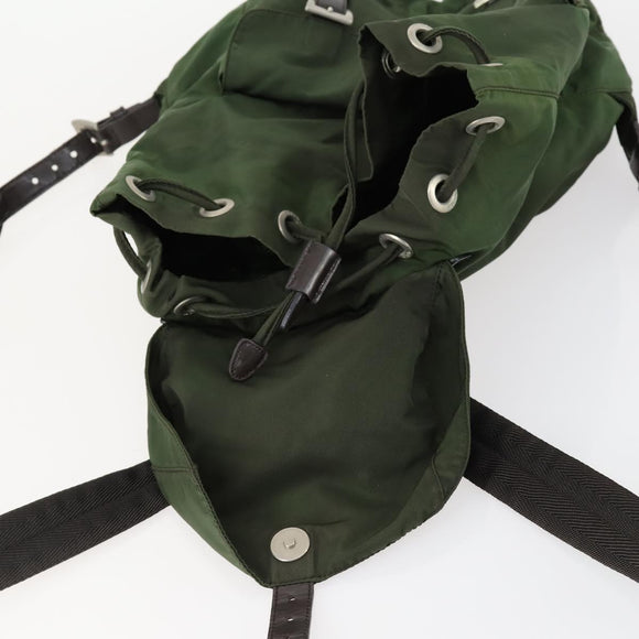 PRADA Backpack Nylon Green Silver Auth 157224