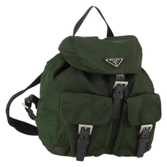 PRADA Backpack Nylon Green Silver Auth 157224