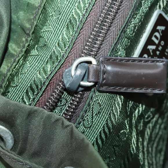 PRADA Backpack Nylon Green Silver Auth 157224