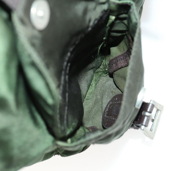 PRADA Backpack Nylon Green Silver Auth 157224