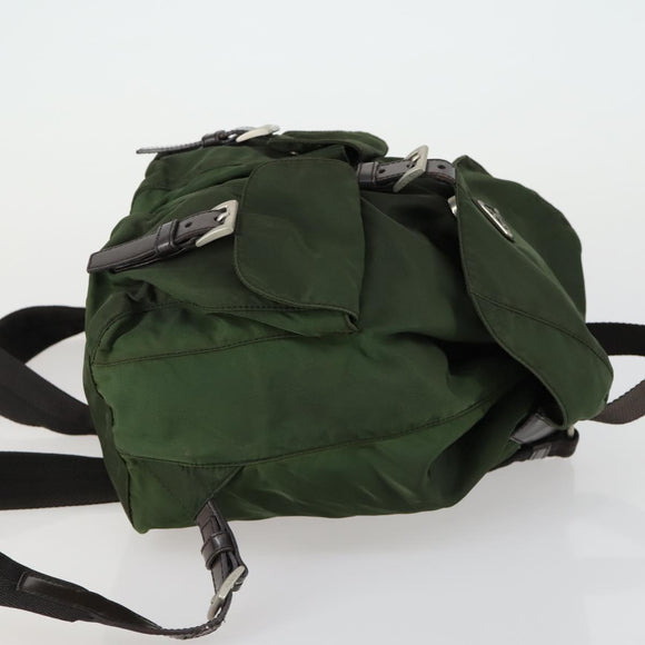 PRADA Backpack Nylon Green Silver Auth 157224
