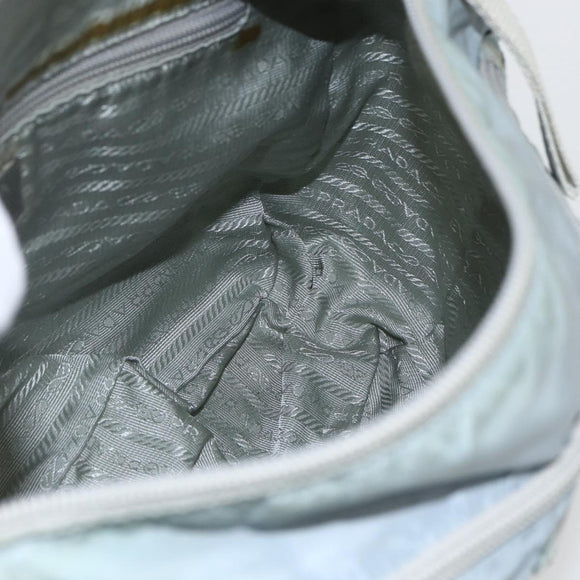 PRADA Shoulder Bag Nylon Light Blue Silver Auth 157225