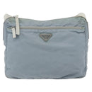 PRADA Shoulder Bag Nylon Light Blue Silver Auth 157225-13