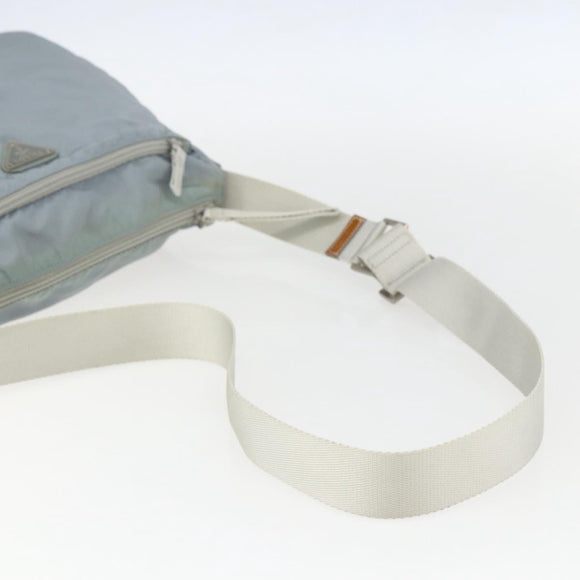 PRADA Shoulder Bag Nylon Light Blue Silver Auth 157225
