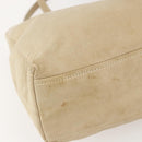 PRADA Tote Bag Leather Beige Silver Auth 157226-14