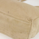 PRADA Tote Bag Leather Beige Silver Auth 157226-15