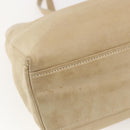 PRADA Tote Bag Leather Beige Silver Auth 157226-16