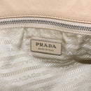 PRADA Tote Bag Leather Beige Silver Auth 157226-18