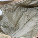 PRADA Tote Bag Leather Beige Silver Auth 157226-10