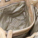 PRADA Tote Bag Leather Beige Silver Auth 157226-20