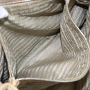 PRADA Tote Bag Leather Beige Silver Auth 157226-22