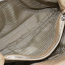 PRADA Tote Bag Leather Beige Silver Auth 157226-23