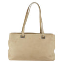 PRADA Tote Bag Leather Beige Silver Auth 157226-2