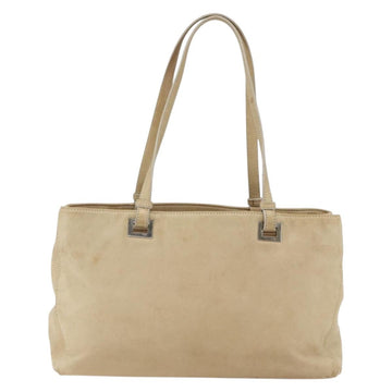 PRADA Tote Bag Leather Beige Silver Auth 157226 - 0