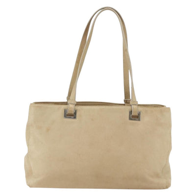 PRADA Tote Bag Leather Beige Silver Auth 157226 - 0