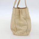 PRADA Tote Bag Leather Beige Silver Auth 157226-3