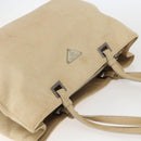 PRADA Tote Bag Leather Beige Silver Auth 157226-6