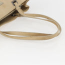 PRADA Tote Bag Leather Beige Silver Auth 157226-7