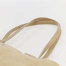 PRADA Tote Bag Leather Beige Silver Auth 157226-8