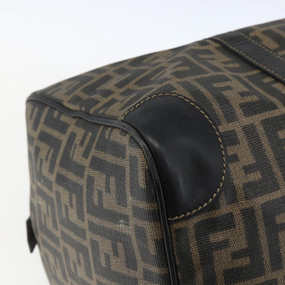 FENDI Zucca Canvas Boston Bag Brown Black Auth 157227