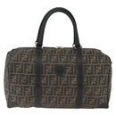 FENDI Zucca Canvas Boston Bag Brown Black Auth 157227-13