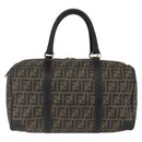 FENDI Zucca Canvas Boston Bag Brown Black Auth 157227-2